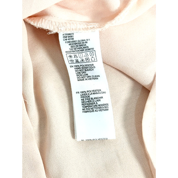 Forever 21 Peach Pleated Front Button Back Peter Pan Collar Blouse Medium - Picture 7 of 7